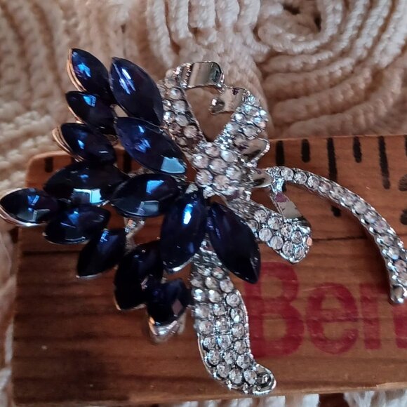 Adorable Deep Blue Bouquet Wrapped in a Rhinestone "Ribbon" - Picture 4 of 5